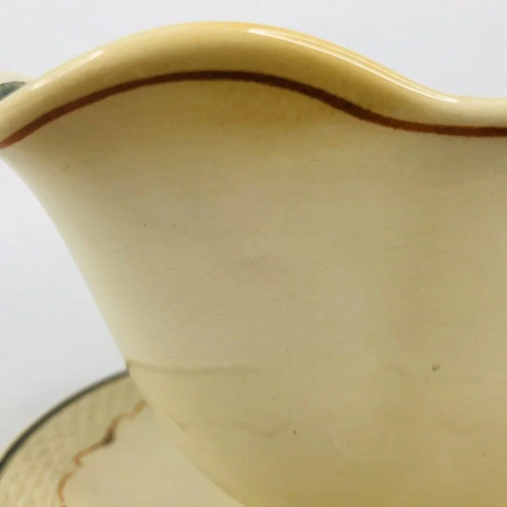Royal Copenhagen Zinnia Gravy Boat Fajance Attached Underplate Sauce Dish Denmar